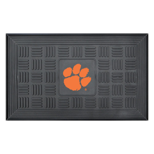 19.5" x 31.25" Black and Orange NCAA Clemson University Tigers Medallion Outdoor Door Mat - IMAGE 1