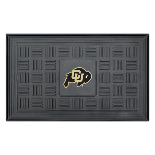 19.5" x 31.25" Black NCAA University of Colorado Buffaloes Medallion Outdoor Door Mat - IMAGE 1