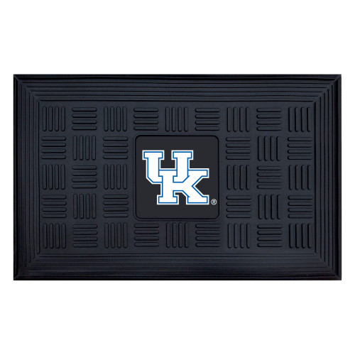 19.5" x 31.25" Black and White NCAA University of Kentucky Wildcats Medallion Outdoor Door Mat - IMAGE 1