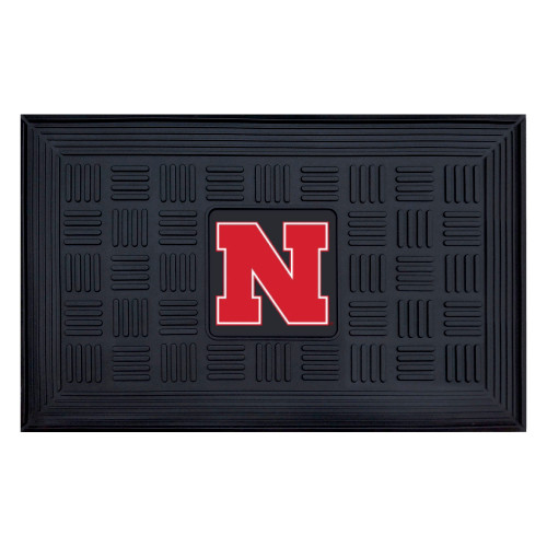 19.5" x 31.25" Black and Red NCAA University of Nebraska Outdoor Door Mat - IMAGE 1