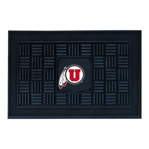 19.5" x 31.25" Black and Red NCAA University of Utah Utes Outdoor Door Mat - IMAGE 1
