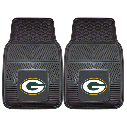 Set of 2 Black and White NFL Green Bay Packers Car Mats 17" x 27" - IMAGE 1