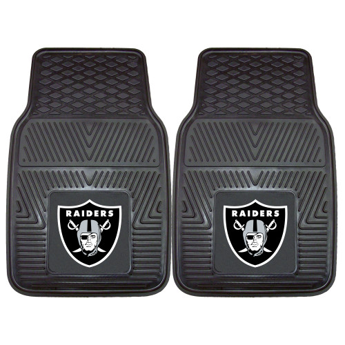 Set of 2 Black and White NFL Oakland Raiders Car Mats 17" x 27" - IMAGE 1