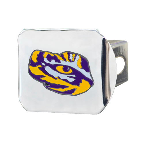 4" Silver NCAA Louisiana State University Tigers Class III Hitch Cover Auto Accessory - IMAGE 1