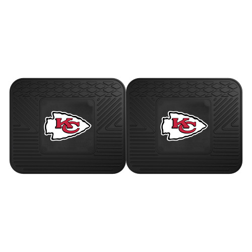Set of 2 Black NFL Kansas City Chiefs Heavy Duty Rear Car Floor Mats 14" x 17" - IMAGE 1