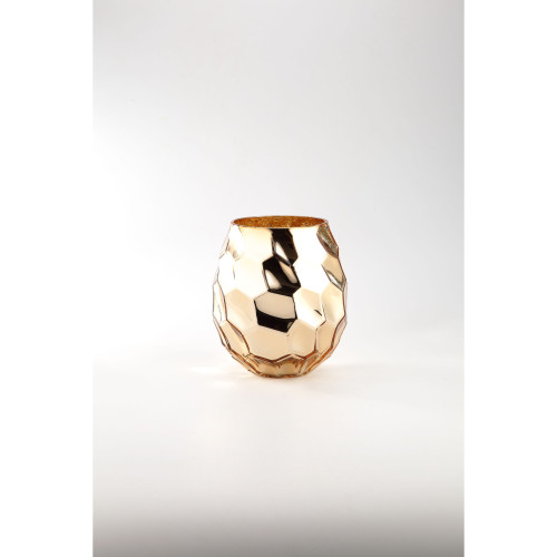 8.5” Gold Hexagon Pattern Handblown Glass Tabletop Decoration - IMAGE 1