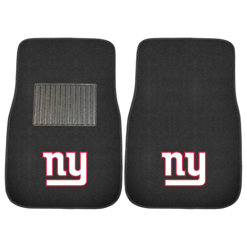 Set of 2 Black and White NFL New York Giants Embroidered Car Mats 17" x 25.5" - IMAGE 1