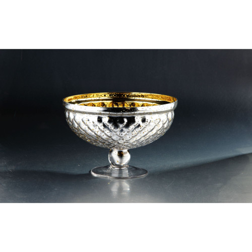 12" Silver Diamond Pattern Goblet Design Glass Vase - IMAGE 1
