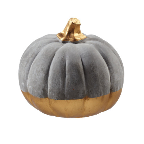 Set of 6 Gray and Gold Halloween Pumpkin Large Tabletop Decors 4.75" - IMAGE 1