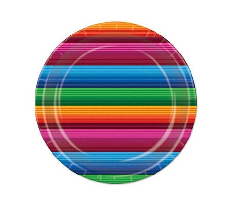 Club Pack of 96 Red and Blue Disposable Striped Plastic Party Banquet Dinner Plates 9" - IMAGE 1