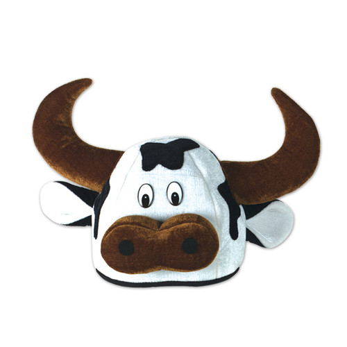 Club Pack of 12 White and Black Cow head Hats Costume Accessories - One size - IMAGE 1