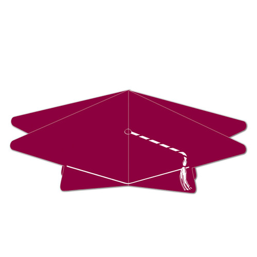 Club Pack of 12 Maroon 3-D Graduation Cap Party Table Centerpiece 10.5" - IMAGE 1