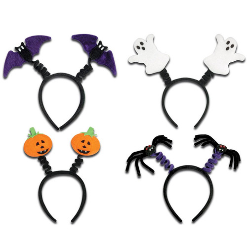 Club Pack of 12 Black and Orange Pumpkin Headband Boppers Halloween Costume Accessory - One size - IMAGE 1