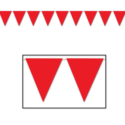 Club Pack of 12 Red Outdoor Pennant Banner Hanging Party Decorations 12' - IMAGE 1