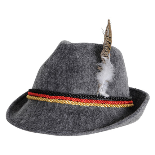 Club Pack of 6 Gray and Red Unisex Adult Oktoberfest German Alpine Hat with Feather - One Size - IMAGE 1