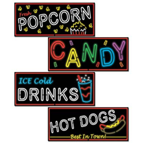 Club Pack of 48 Black and White 'Popcorn' Food Signs 19.5" - IMAGE 1