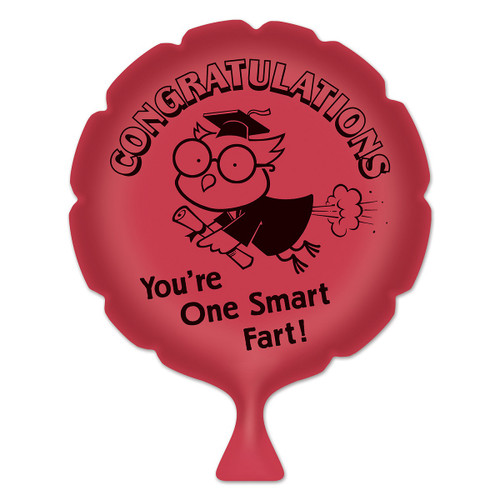 Pack of 6 Red and Black "You're One Smart Fart!" Whoopee Cushion Graduation Party Favors 8" - IMAGE 1