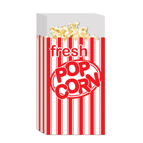 Club Pack of 12 Red and White Striped Fresh Popcorn Movie Night Bags Decors 9.5" - IMAGE 1