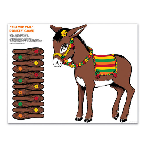 Club Pack of 24 Brown Traditional Pin the Tail on the Donkey Party Games - IMAGE 1