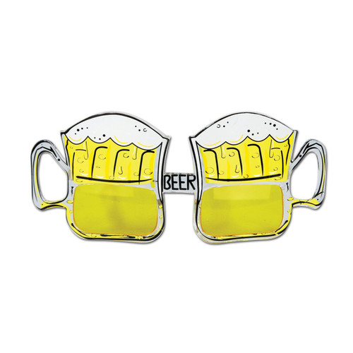 Pack of 6 Yellow and White Beer Mug Party Eyeglasses Costume Accessories - One Size - IMAGE 1