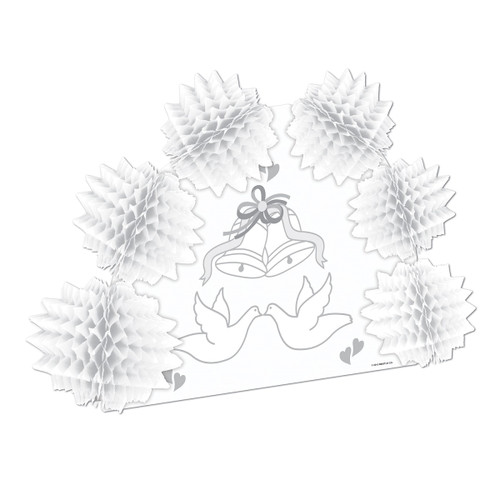 Club Pack of 12 White Wedding Dove with Honeycomb Table Centerpieces 10" - IMAGE 1