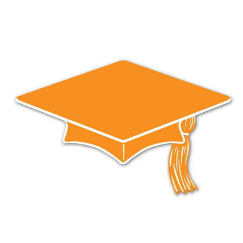 Club Pack of 240 Orange and White Mini Mortarboard Graduation Cap Cutout Party Decorations 4" - IMAGE 1