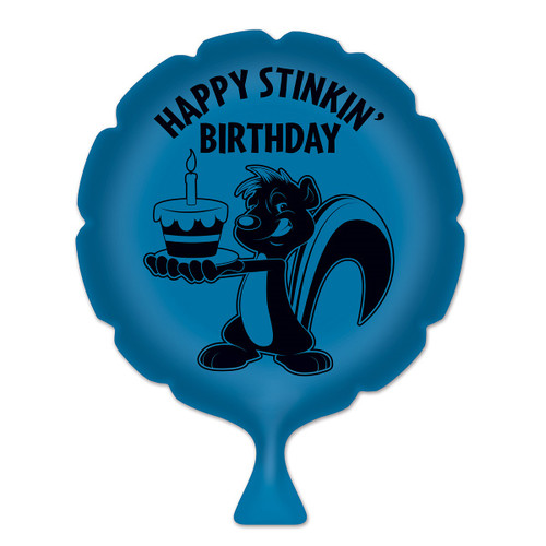 Set of 6 Blue and Black "Happy Stinkin' Birthday" Whoopee Cushion Birthday Party Favors - 8" - IMAGE 1