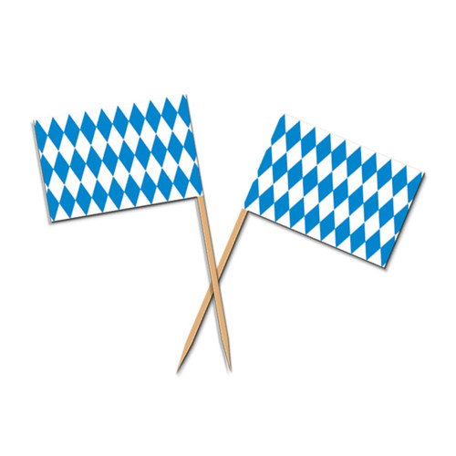 Club Pack of 12 Blue and White Oktoberfest Food or Drink Decoration Party Picks 2.5" - IMAGE 1