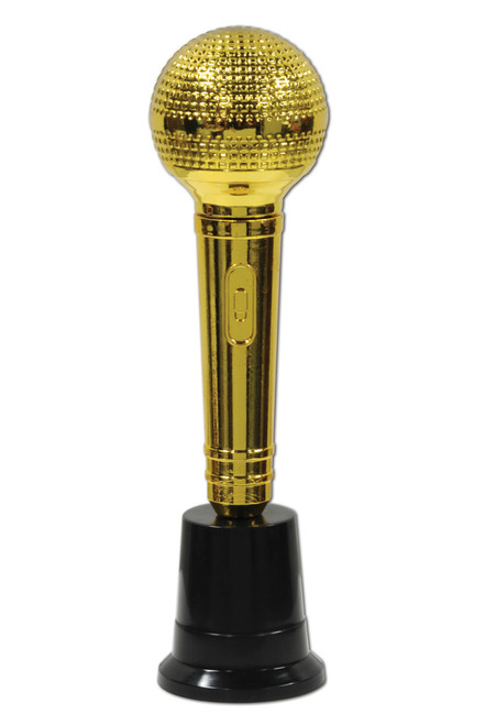 Pack of 6 Metallic Gold and Black Music Award Night Party Microphone Statuettes 8.5" - IMAGE 1