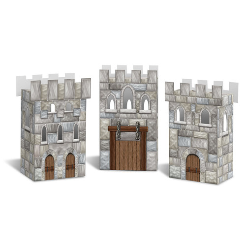 Club Pack of 36 Gray and Brown 3-D Medieval Castle Party Favor Boxes 6" - IMAGE 1