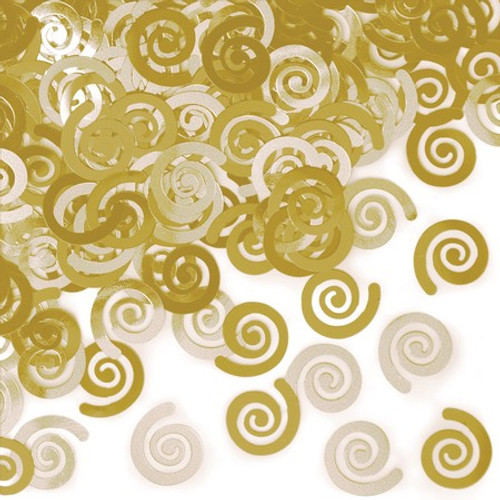 Club Pack of 12 Mimosa Gold Swirls Party Confetti Bags 0.5 oz. - IMAGE 1