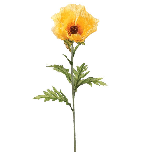 Artificial Poppy Floral Spray - 28" - Yellow - Pack of 24 - IMAGE 1