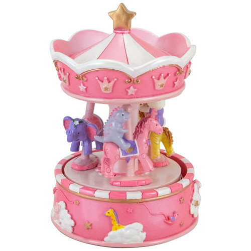 Children's Sleepy Time Animated Musical Carousel - 6.5" - Piink - IMAGE 1