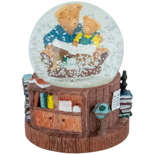 6" Musical Reading Teddy Bears Snow Globe - IMAGE 1