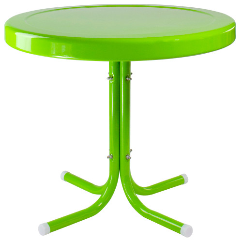 22" Outdoor Retro Tulip Steel Side Table, Lime Green - IMAGE 1