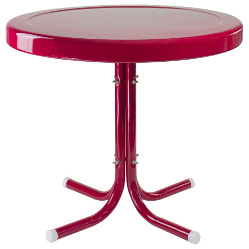 22" Outdoor Retro Tulip Steel Side Table, Pink - IMAGE 1