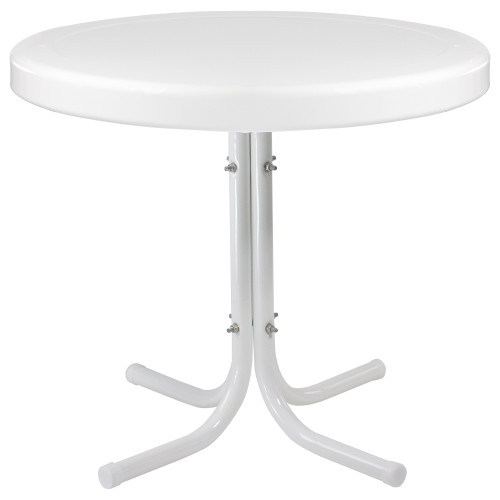 22" Outdoor Retro Tulip Steel Side Table, White - IMAGE 1