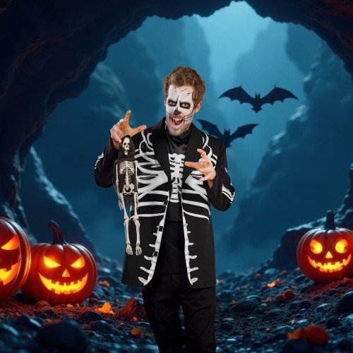 Men's Skeleton Adult Halloween Costume - Medium - IMAGE 1