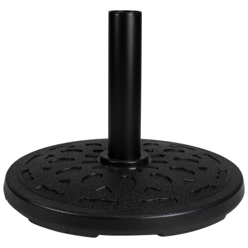 Black Flat Round Resin Base Stand for Patio Umbrella - 21lbs - IMAGE 1