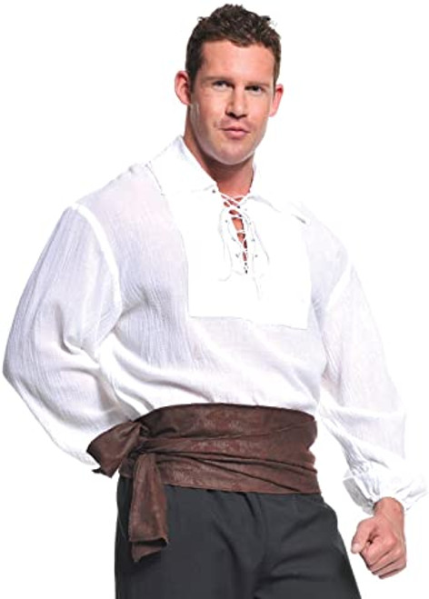 Mens White Tie Renaissance Pirate Shirt - XL - IMAGE 1