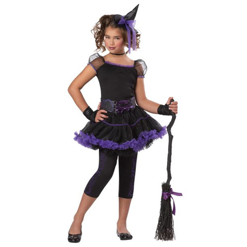 Girl's Purple and Black Stardust Witch Halloween Costume - Large - IMAGE 1