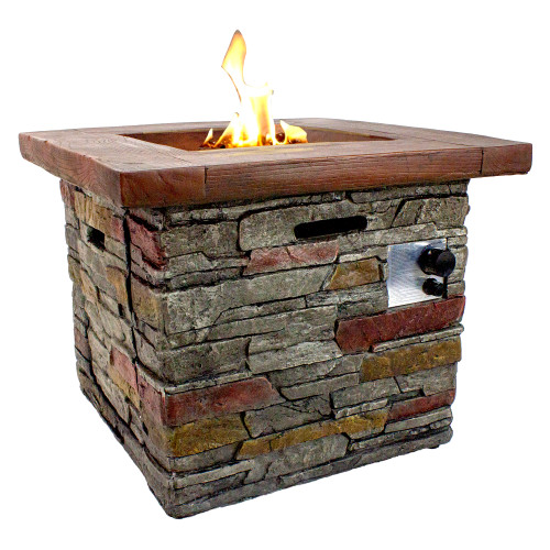 30.25" Classic Stone Square Gas Fire Pit - IMAGE 1