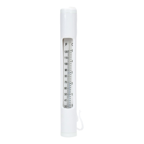 6.75" White Round Swimming Pool Thermometer with White Cord - IMAGE 1