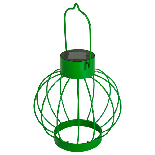 6.5" Green Outdoor Hanging LED Solar Lantern with Handle - IMAGE 1