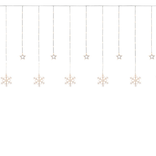 LED Star and Snowflake Window Curtain Christmas Lights - Clear - 4.75' Clear Wire - 250ct - IMAGE 1