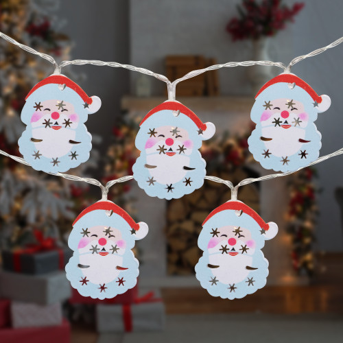 LED Santa Claus Christmas Fairy Lights - 4' Copper Wire - 10ct - IMAGE 1