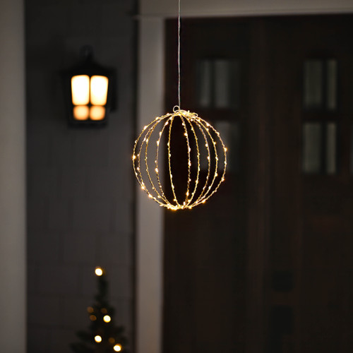 LED Lighted Hanging Ball Christmas Decoration - 8" - Warm White Lights - IMAGE 1