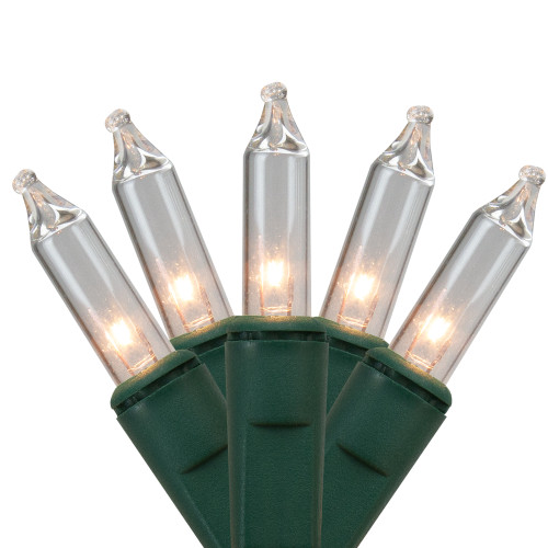 Mini Christmas Lights - Clear - 60' Green Wire - 300ct - IMAGE 1