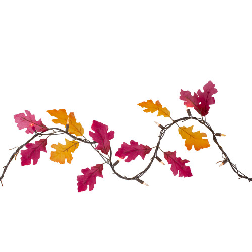 35-Count Fall Harvest Leaves Mini Light Garland Set, 8.75ft Brown Wire - IMAGE 1