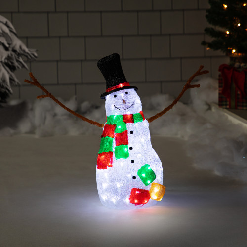 LED Lighted Commercial Grade Acrylic Snowman Outdoor Christmas Decoration - 22" - IMAGE 1